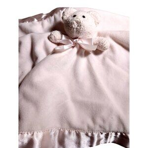 Bearington Collection Pink Fleece Satin Lovey Teddy Bear Rattle ABC Block Plush